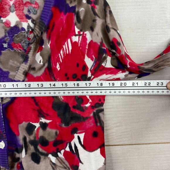 Lane Bryant Cardigan Sweater Womens 14/16 Multicolor Floral Button V-Neck Knit - Picture 4 of 9